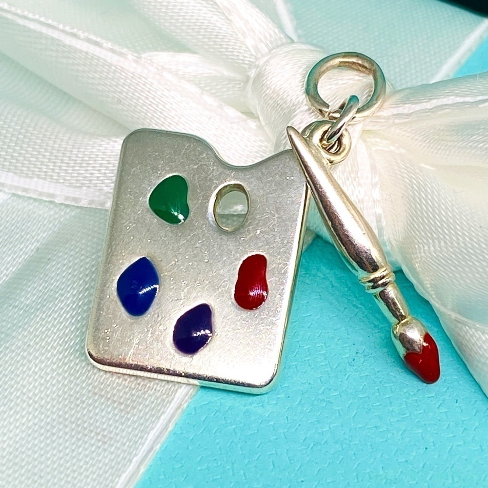 Tiffany & Co Paloma Picasso paint palette rare  charm with box and pouch